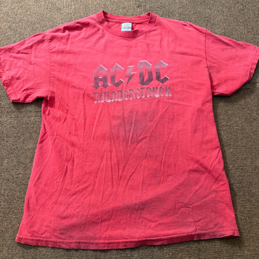 AC/DC Thunderstruck Graphic T-Shirt‎ Mens Large Red Tennessee River Vintage 2005